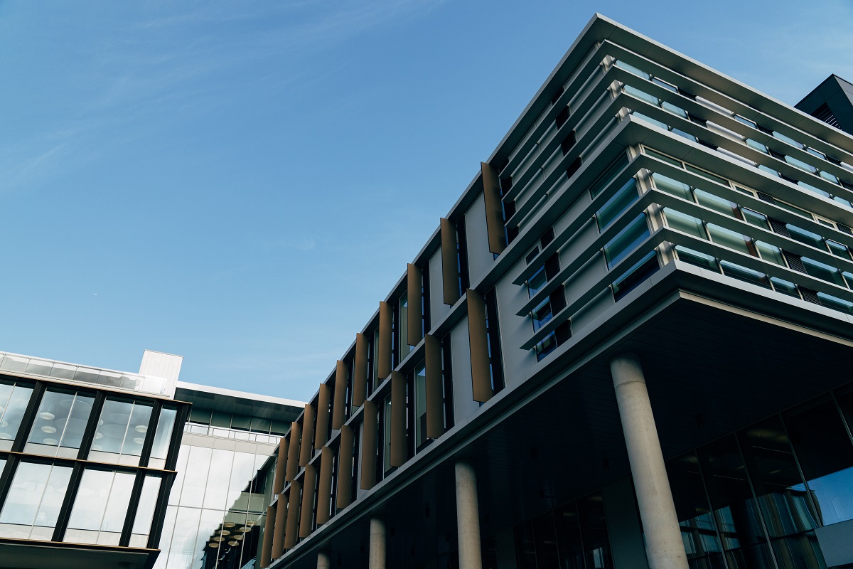 learning hub exterior shot on a blue day