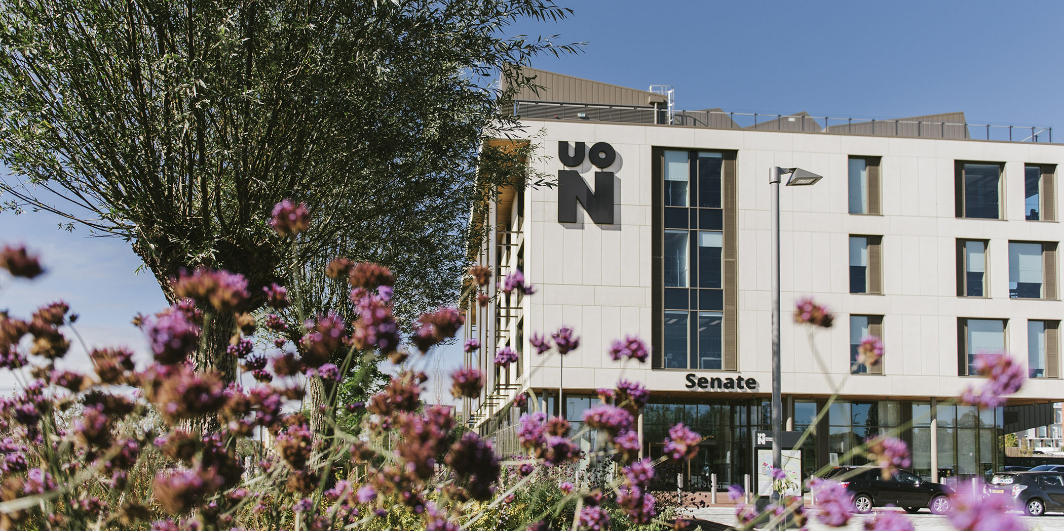 Senate building on waterside campus