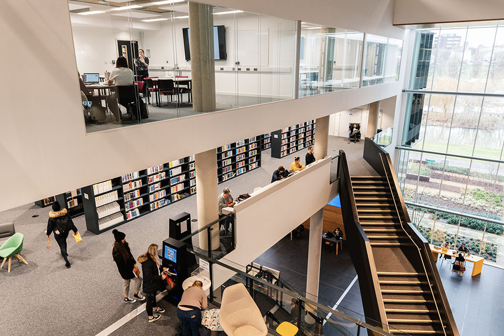 Learning Hub first floor and stairs to second floor