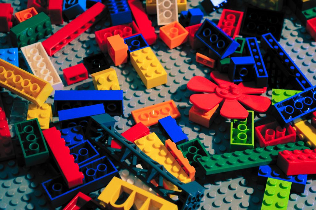 A pile of colourful Lego bricks