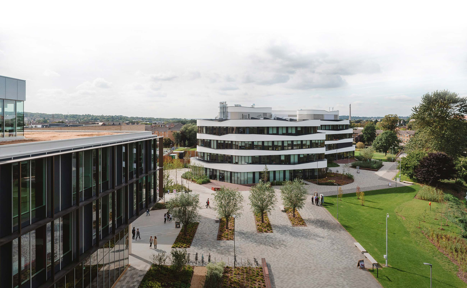 Aerial view of waterside campus