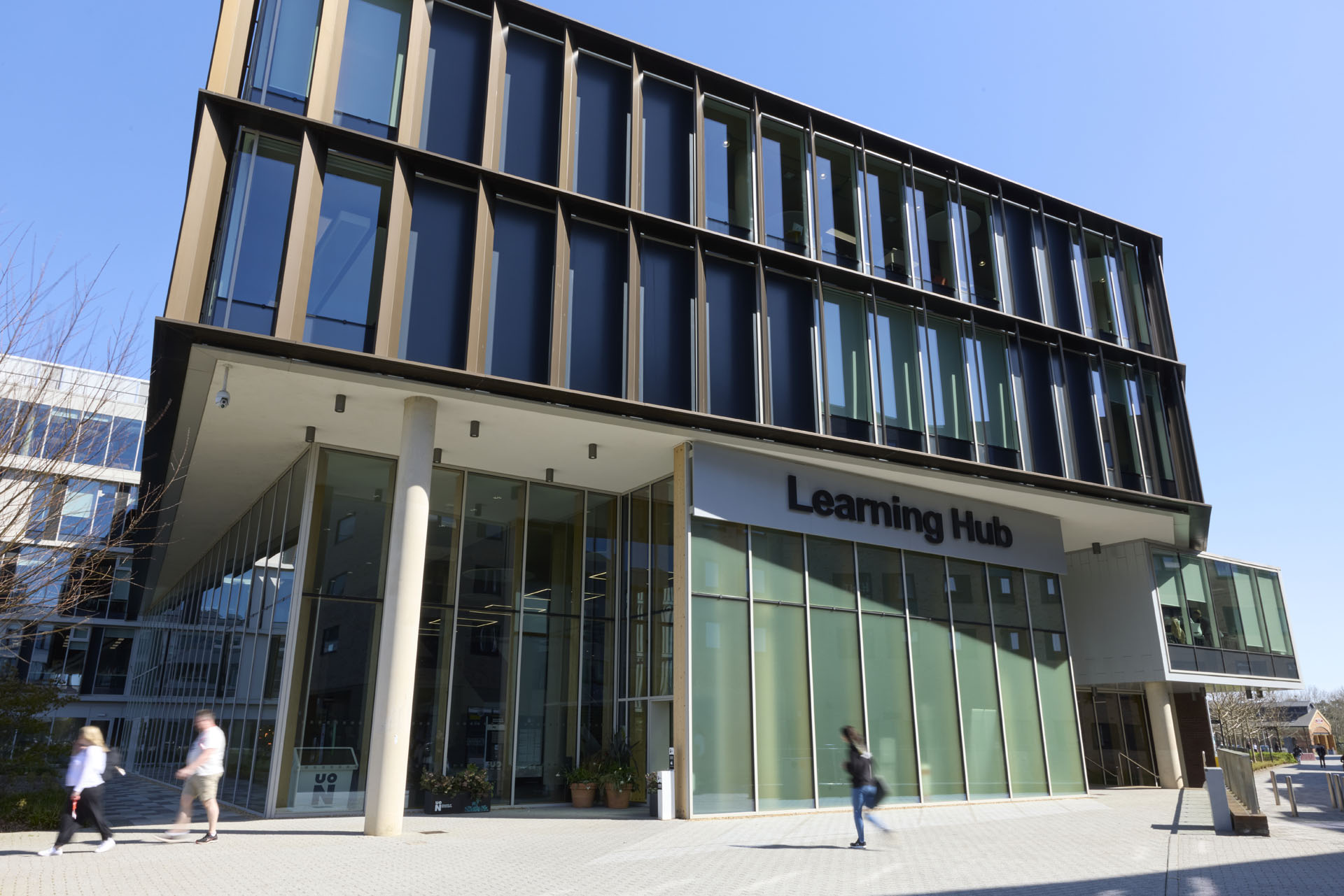 External view of the main entrance to the Learning Hub