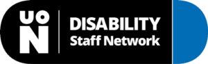 UON Disability Staff Network logo with black background and blue accent.