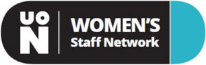 Logo of UON Women's Staff Network with black and teal design.