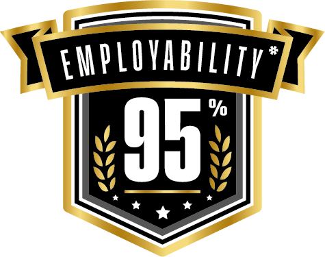 Logo representing the university's 95 percent employability status